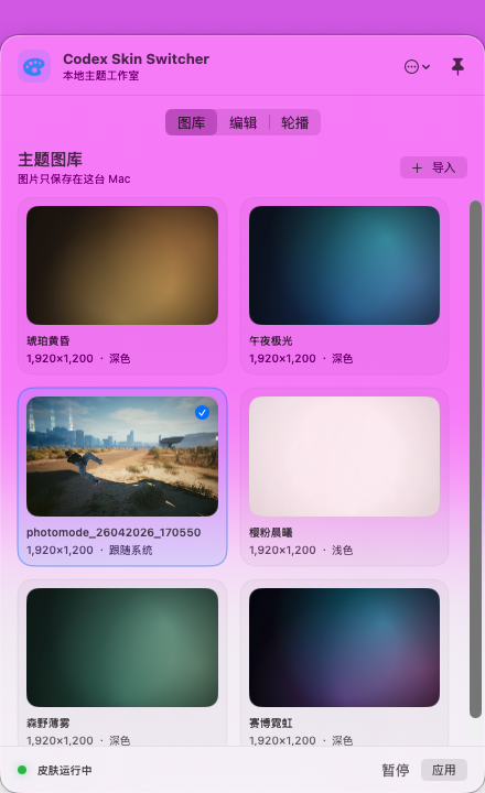 应用内主题管理页面